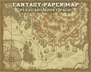 Fantasy Paper Map - Pixelart Asset Pack
